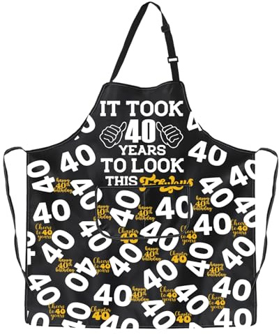 PXTIDY Schürze zum 40. Geburtstag, mit der Aufschrift It Took 40 Years To Look This fabulous Adjustable Apron for BBQ Cooking 40 Years Old Birthday Gift, Schwarz , M