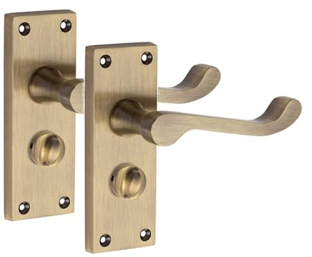 Golden Grace Victorian Scroll Privacy Latch Handle Antique Brass Finish