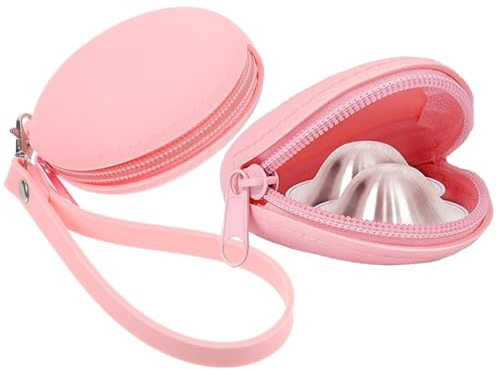 ZAAWUUT Silikon-Tragetasche für Silberne Stillhütchen, Wiederverwendbare Aufbewahrungstasche mit Brusthütchenhalter für 16–28 mm große Silberne Brusthütchenabdeckungen zum Stillen (Rosa)