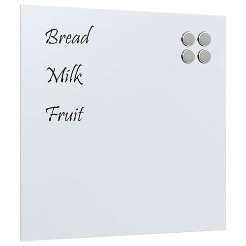 Tableau magnétique, blanc, 60 x 60 cm, en verre trempé, tableau d'exposition, de qualité supérieure, pour bureau et maison, montage mural, durable et résistant aux rayures, idéal pour les notes et les
