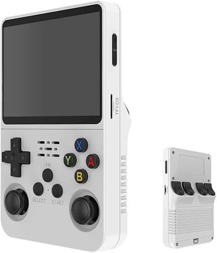 Pixel Beam R36S Retro Handheld Game Console 128GB, 20,000+ Games PSP/N64/Game Boy much more HDMI Output RKOS 2.0, 3.5 IPS Screen, Wi-Fi/Bluetooth Linux Operating System (White)