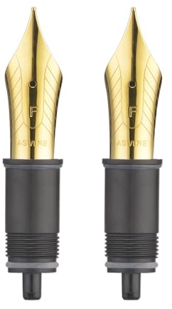 Set of 2 Replacement Fountain Pen No. 8 Fine Nib Compatible with C2000, V800 and C80 - Gold