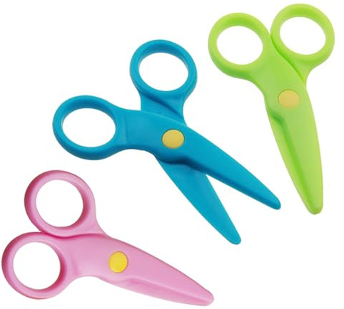 TSUOUKL 3Stück Sicherheitsschere für Kinder,für Kleinkinder,10,7cm PP-Kunststoffschneider Papierschere Vorschulschere,DIY-Bastelschere für Kinder ab 2 Jahren