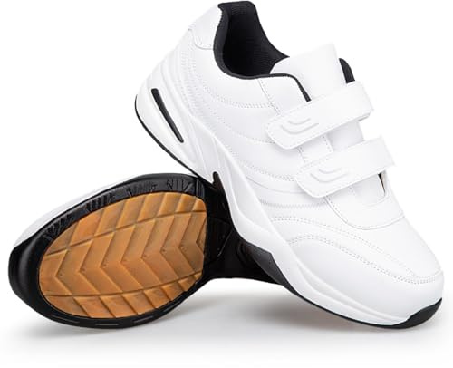 ZVJV Zapatillas de Deporte Hombre Zapatos de Cuero Anchos Hombres