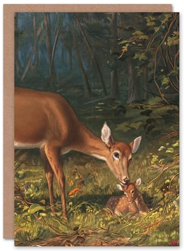 Artery8 Arthur Fitzwilliam Tait Art Card Maternal Love Doe and Fawn