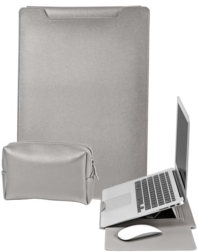YealRed Laptop Sleeve Case for 13-14 inch, with Stand (Silver) | Ultra-Thin Laptop Cover for Mac Neo 13 2026, Mac Air 13 (2026-2018), Mac Pro 13-14 (2026-2020), with Charger Pocket