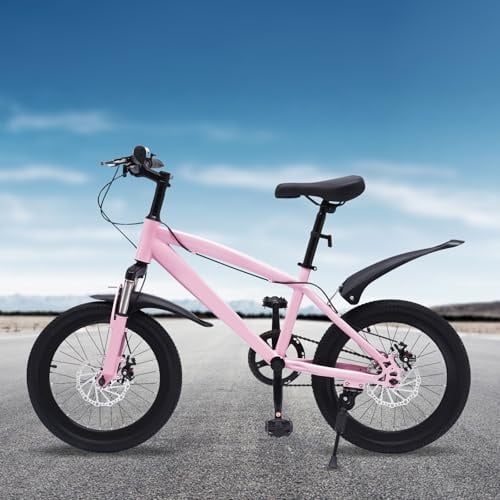 WFIETN Kinder Mountainbike, 18 Zoll Jungen Mädchen Kinderfahrräder, Einstellbare Sitzhöhe Fahrrad für Kinder mit Einer Höhe von 4.1-4.59ft, Bis zu 60kg, Rosa