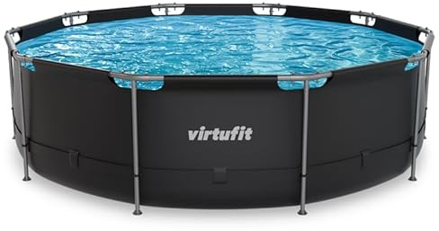 VirtuFit Rundpool Ø366 x 100 cm Anthrazit - Aufstellpool - Robust & langlebig - Gartenpool - Familienpool