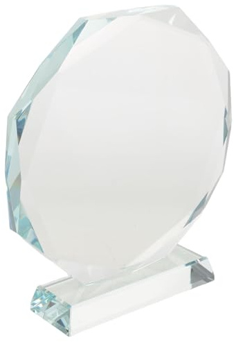 Amosfun Trophée en Cristal Octogonal pour Récompense Gravure Personnalisée, Verre Cristal Transparent Élégant pour Bureau ou Étagère, Décoration Commémorative Artistique