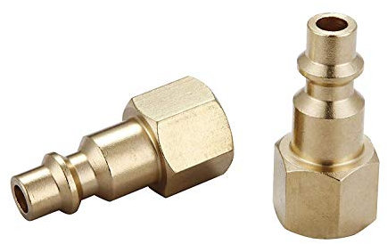 Air Hose Fittings and Air Coupler Plug: Air Compressor Quick-Connect FNPT Female Plug Kit (Industrial Type D, 1/4-Inch NPT Female Thread, Solid Brass, 2 Piece)