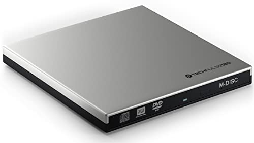 techPulse120 externer USB 3.0 DVD CD M-Disc Brenner Burner Laufwerk Slim SuperDrive DVDRW CDRW ROM für Computer Desktop PC Notebook Ultrabook Netbook Laptop Silber