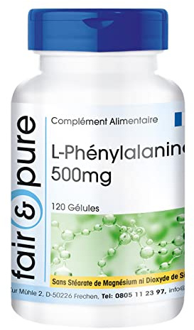 Fair & Pure L-Phenylalanin 500mg Tagesdosis, 120 Kapseln, essentielle Aminosäure, Nahrungsergänzungsmittel vegan ohne Magnesiumstearat, in Deutschland hergestellt