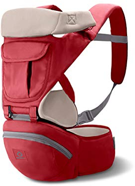 SONARIN 3 in 1 Multifunzione Hipseat Marsupio Baby Carrier,Porta bebè,Portantina per bebè,Tutte le stagioni,Ergonomico(Rosso)