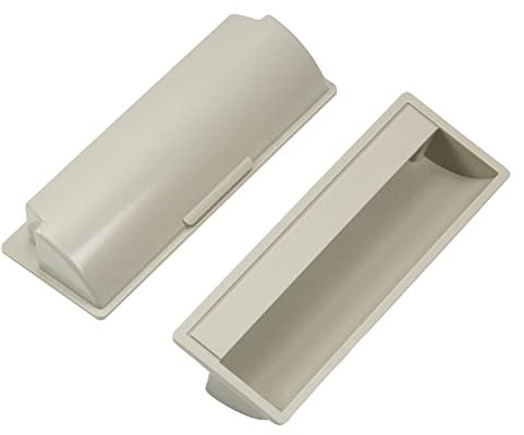 MroMax 2Pcs Recessed Flush Pull Handle 4.33 x 1.57 (L x W) Plastic Pulls Insert Hidden Handles for 1mm Thick Iron Cabinet Doors, Document Cabinet Doors, and Industrial Cabinets Grey Tone