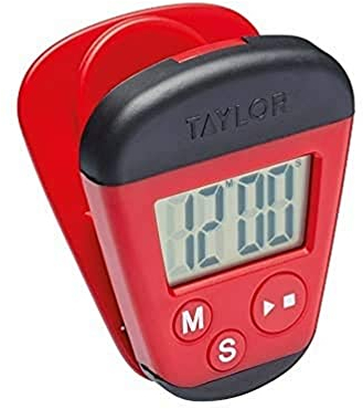 Taylor Pro Kitchen Clip Timer, Temporizador Digital de Cocina con Clip Porta Memo e Imán, Plástico, Color Rojo y Negro, 4 x 5.5 x 7cm, 60 Gramos