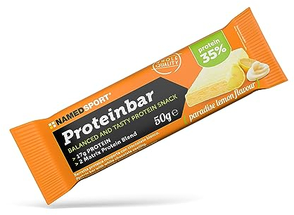 NAMEDSPORT> Proteinbar, Proteinriegel mit Paradies-Zitronen-Geschmack und 35% Protein, ideal als Snack oder nach dem Training, glutenfrei, Palmöl-frei, Marke aus Italien, 12er Pack
