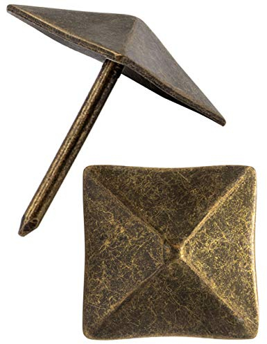 FUXXER® 20x Zier-Kopf-Nägel, Möbel-Nägel, Polster-Nägel, Antik Bronze Optik, 19x19 mm
