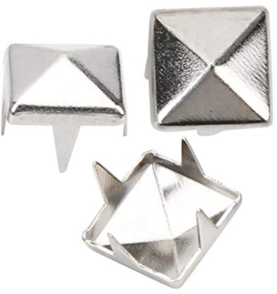 400 Sätze Vier Backen Vierkant Spike Nieten, DIY Leder Spike Nieten Quadratische Spike Nieten Tasche Nieten Lederbekleidung Schuhe Nieten(6mm Silber)