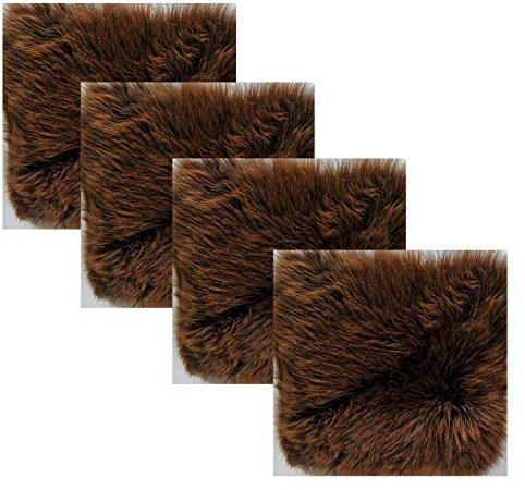 Reissner Lammfelle | 4er Set | NADI-30-Set4-MOC | Echtes Schaffell | hochwollig | quadratisch | 30x30cm naturbraun
