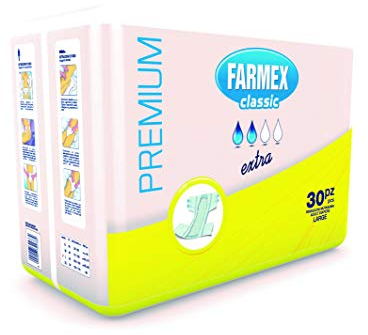 Farmex Inkontinenz Windel für Erwachsene, TNT Extra saugfähige Einweg-Unterwäsche bei Blasenschwäche, atmungsaktiv und hypoallergen, hautfreundlich, 30 Windeln in Höschen, Größe L, 30 stück