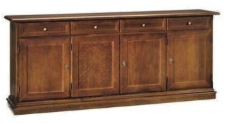 Sideboard mit 4 Türen, 4 Schubladen, Farbe Nussbaum dunkel