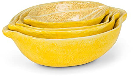 Abbott Collection 27-LEMON-011 Lemon Nesting Bowls. Set of 4, Yellow