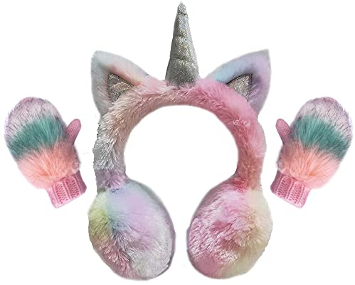 Filles Cache-oreilles Enfants Gants D'hiver Mitaines Tricoté Gants En Peluche, Jouer, Courir, Skier Besoins Rose, 7-14 Ans
