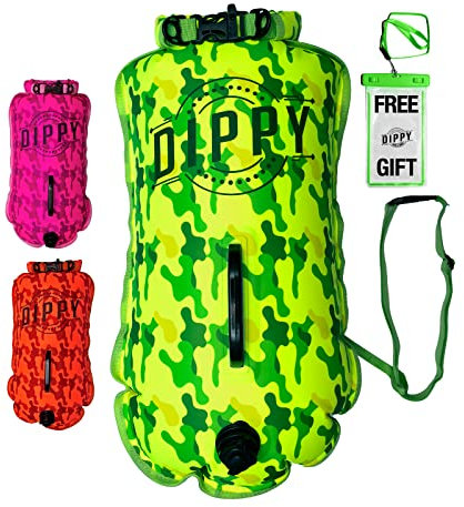 DIPPY Tow Floats For Open Water - 28L Swim Buoy with Dry Bag | Wild Swimming Float Accessories for Triathletes & Swimmers