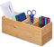 Relaxdays Ordnungsbox, 4 Fächer, Bambus, HBT 12 x 35 x 14 cm, Büro, Küche, Bad, stabil, vielseitig, Utensilienbox, natur