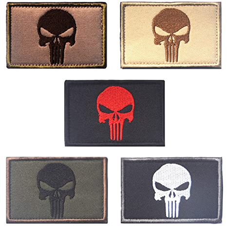 5 Stück Kompatibel Pun-isher Patch Airsoft Patch Militär Patches Taktisch Film Aufkleber Abzeichen Bänder Emblem für Rucksäcke Kleidung Taschen Uniform Weste Hundegeschirr