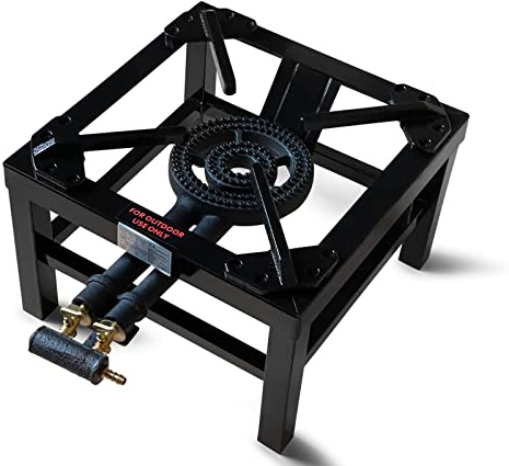 Housetronics Cast Iron Steel Gas Burner Stove – Heavy Duty Powerful Heat, Uses LPG, butane and Propane, Black Cooker for Catering, Camping, Outdoor Parties, Weddings & Outdoor Party (Double Keys)