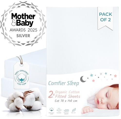 Spannbettlaken 70x140 2er-Set 100% Komplett Natürlicher Bio-Baumwolle Spannbettlaken 70x140 Baby Weiss Ultraweich Und Bequem Für Ihr Baby