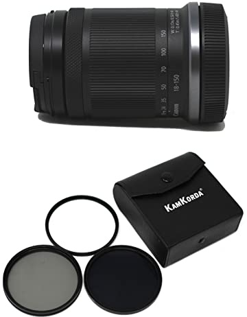 KamKorda Lens Filter Kit 55mm + RF-S 18-150mm F/3.5-6.3 IS STM Camera Lens, RF-S-Mount Lens/APS-C Format, STM Stepping AF Motor, Customizable Control Ring, Optical Image Stabilizer + 2 Year Warranty