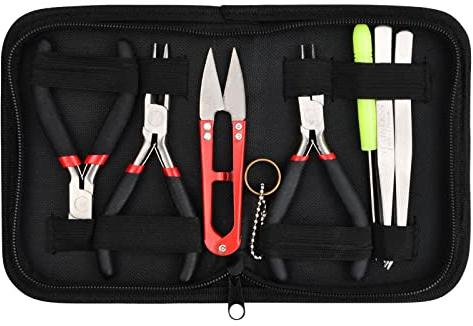 Daelesr Jewellery Pliers Set, 8 Pieces Scissors, Jewellery Pliers, Tweezers and Other Jewellery Tools for Jewellery Making and Repair, Suitable for Beginners