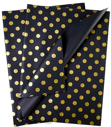 60 Blatt Seidenpapier zum Einwickeln von Geschenken, 20 x14 Geschenkpapierblätter für Geschenktüten Verpackung Blumenfüller Handwerk Geburtstag (Schwarz, 50X35cm)