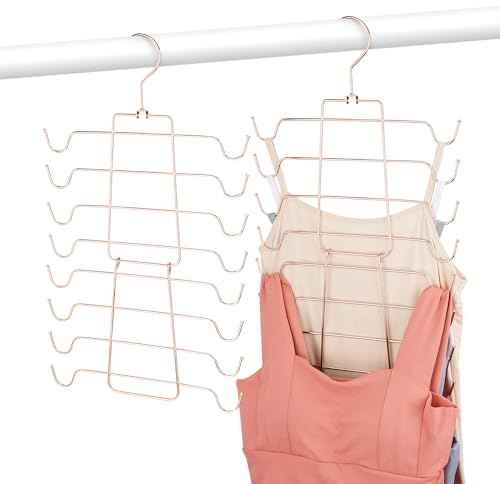 OMHOMETY BH-Kleiderbügel, platzsparend, Tank-Top-Halter, Stabiler Metall-Sport-BH-Organizer, Roségold, 2 Stück