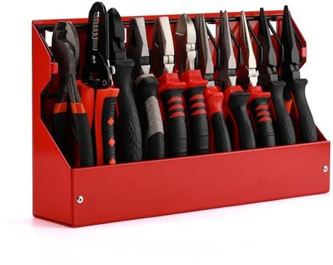 Mayouko 11 Slots Pliers Rack Organizer Holder, For Standard & Wide Pliers, All Steel, Fits in Toolbox Drawer, Chest, Pegboard, Tilt Feature, 11 Slots x 0.92