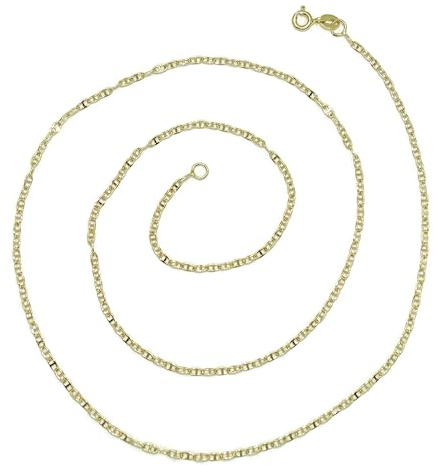 Never Say Never Halskette für Damen und Herren aus 18-karätigem Gelbgold, Modell Anker, 2 mm breit und 60 cm lang, 3,10 g 18-karätiges Gold., 60.00 cm, Gold, Nicht zutreffend
