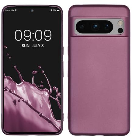 kwmobile Handyhülle für Google Pixel 8 Pro Hülle - Silikon Case metallisch schimmernd - Schutzhülle Cover - Metallic Lavendel