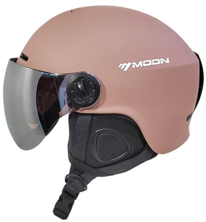 TentHome Ski Snowboard Helmet Unisex Lightweight Professional Adjustable Snow Sports Helmets with Goggles Visor (Light Coffee, Large(58-61cm))