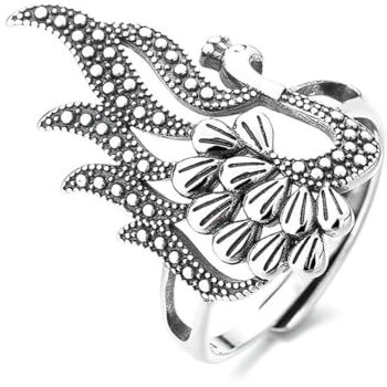 Gu Feng Ring S925 Silber Retro Ethno Stil Phönix Form hohl offen Ring Frau