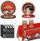 Juego de 69 piezas de decoración de fiesta nocturna de cine de Hollywood, juego de vajilla de alfombra roja con platos de papel, servilletas, tazas para suministros de fiesta temática de cumpleaños