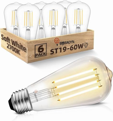 BHMAOYN 12V LED E27 ST64 Vintage Glühlampe,6W=60W Niederspannung Glühlampen DC12-24V Antik Retro E27 LED Lichter,Warmweiß 2700K Für Sonnensystem,Wohnmobil Wohnmobil Marine,6er Pack