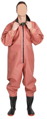 Wansiman Trampolieri per Amanti Pesca Sportiva,Waders con Stivali con Cappello,Scafandro a Corpo Intero,Impermeabile,Unisex,Uomo e Donna,per Sport all'Aria Aperta,Giardinaggio,Caccia,Pescatore