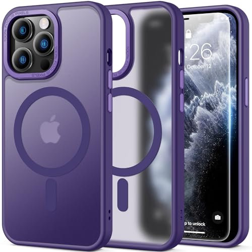 Kiresen for iPhone 11 Pro Max Case with Screen Protector - Compatible with Wireless Charging, 21ft Military-Grade Drop Tested,Strong Magnetic Shockproof Slim Fit Translucent Matte Cover - Dark Purple