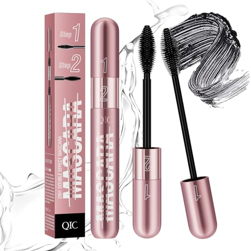 XiXiRan Mascara, 2 In 1 Wasserfeste Wimperntusche, Wimpern Wimperntusche Long Thick & Voluminous Lash Mascara, Wasserfeste Wimperntusche für Empfindliche Augen, Kreieren sie Wunderschöne Augen