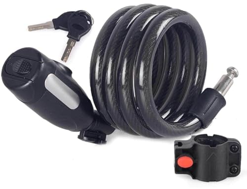 Fahrradschlosskabel, 3,9 Fuß X 12 Mm Langes, Robustes, Geflochtenes Stahlkabel mit Diebstahlschutz für Outdoor-Ausrüstung, Fahrräder, Motorroller, Zäune, Tore,Black