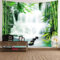 AMDXD Tapisserie 300x256cm, Natur Landschaft Wandteppich Bambus Wasserfall Stein Design Muster Wandtuch Grün Weiß in Polyester, Wanddekoration für Wohnzimmer Dekor, Schlafzimmer