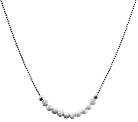 Hochwertige Halskette Mit Weißem Opal Perlen - 3mm Minimalistischer Schmuck, Vergoldete Oder Weiß Rhodinierter 925 Sterling Silber Venezianer Box Kette