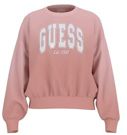 GUESS Sweat-shirt à col rond écologique pour femme, Rose et satin rose dégradé, X-Large